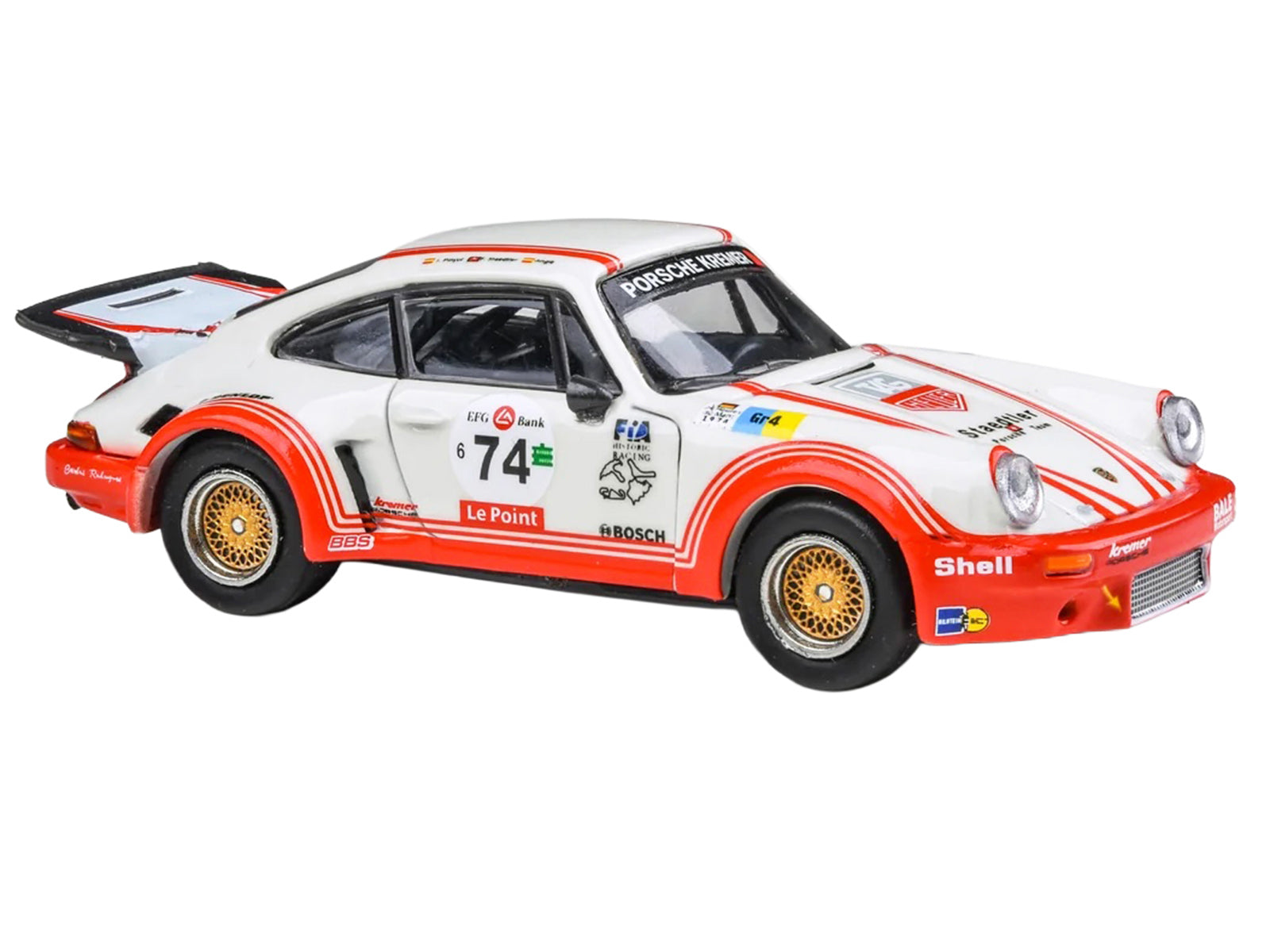 Porsche 911 Carrera RSR 3.0 #74 "Aurora Racing" White with Red Stripes 1/64 Diecast Model Car by Paragon Models - image 2