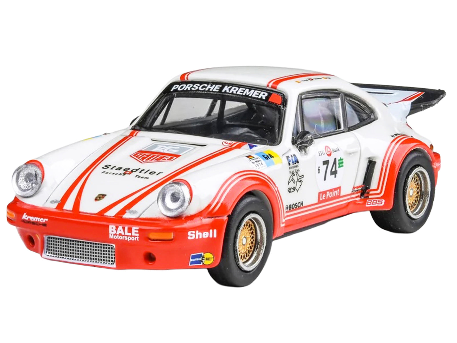 Porsche 911 Carrera RSR 3.0 #74 "Aurora Racing" White with Red Stripes 1/64 Diecast Model Car by Paragon Models - image 3