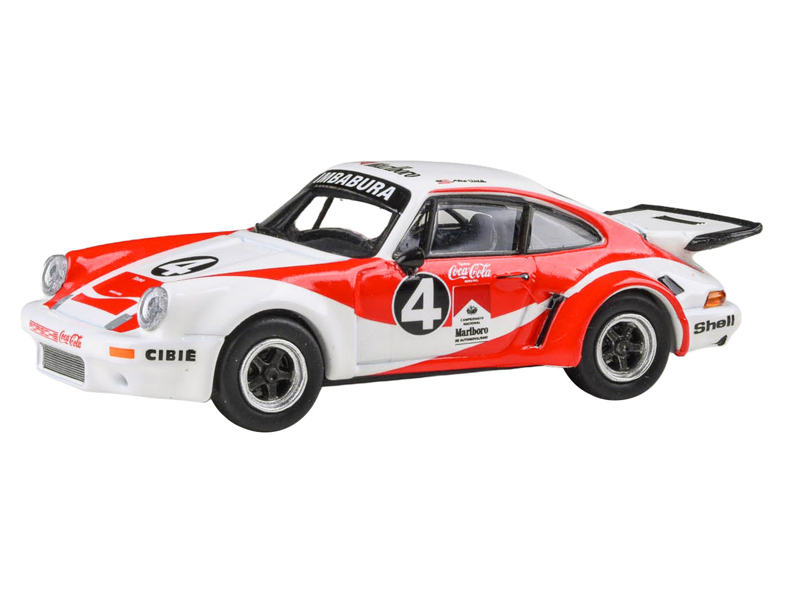 1976 Porsche 911 Carrera RSR 3.0 Ecuador #4 "Fernando Madera" White and Red with Graphics 1/64 Diecast Model Car by Paragon Models - image 2