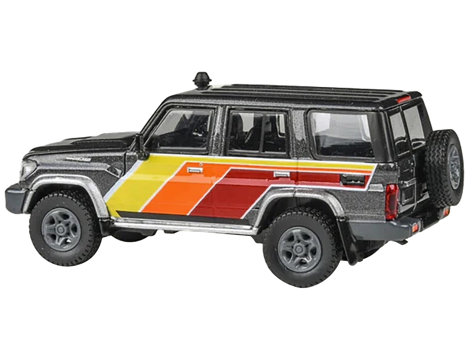2014 Toyota Land Cruiser LC76 "TRD Livery" Gray Metallic with Stripes 1/64 Diecast Model Car by Paragon Models - image 2