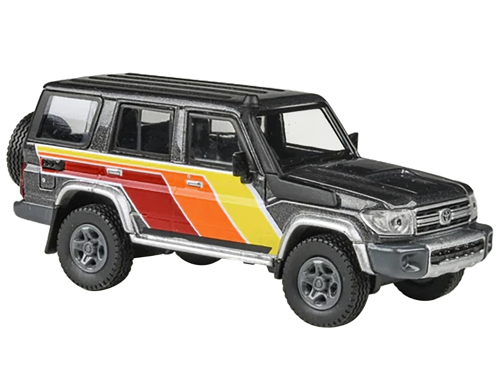 2014 Toyota Land Cruiser LC76 "TRD Livery" Gray Metallic with Stripes 1/64 Diecast Model Car by Paragon Models - image 3