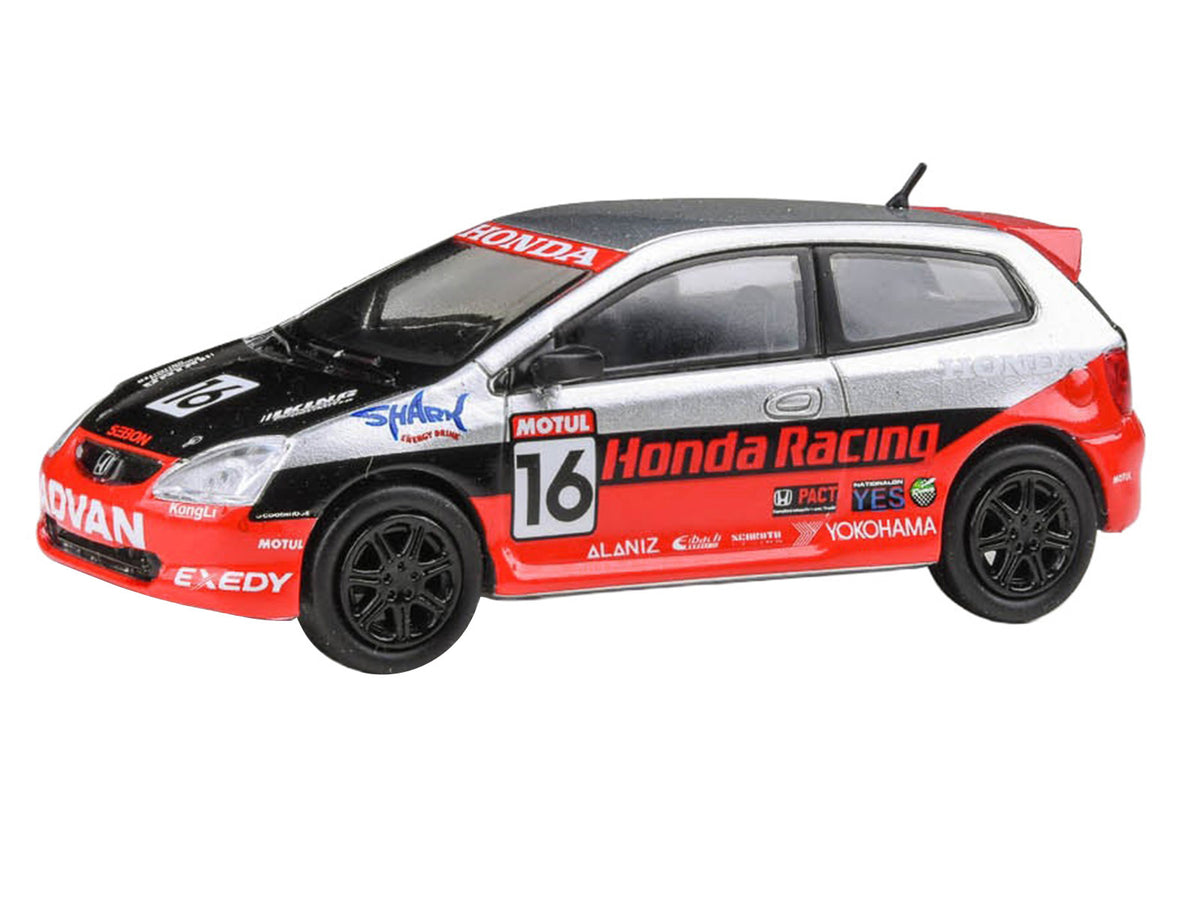 2005 Honda Civic #16 "SEMA RealTime Racing" Silver Metallic and Red with Black Graphics 1/64 Diecast Model Car by Paragon Models - image 2