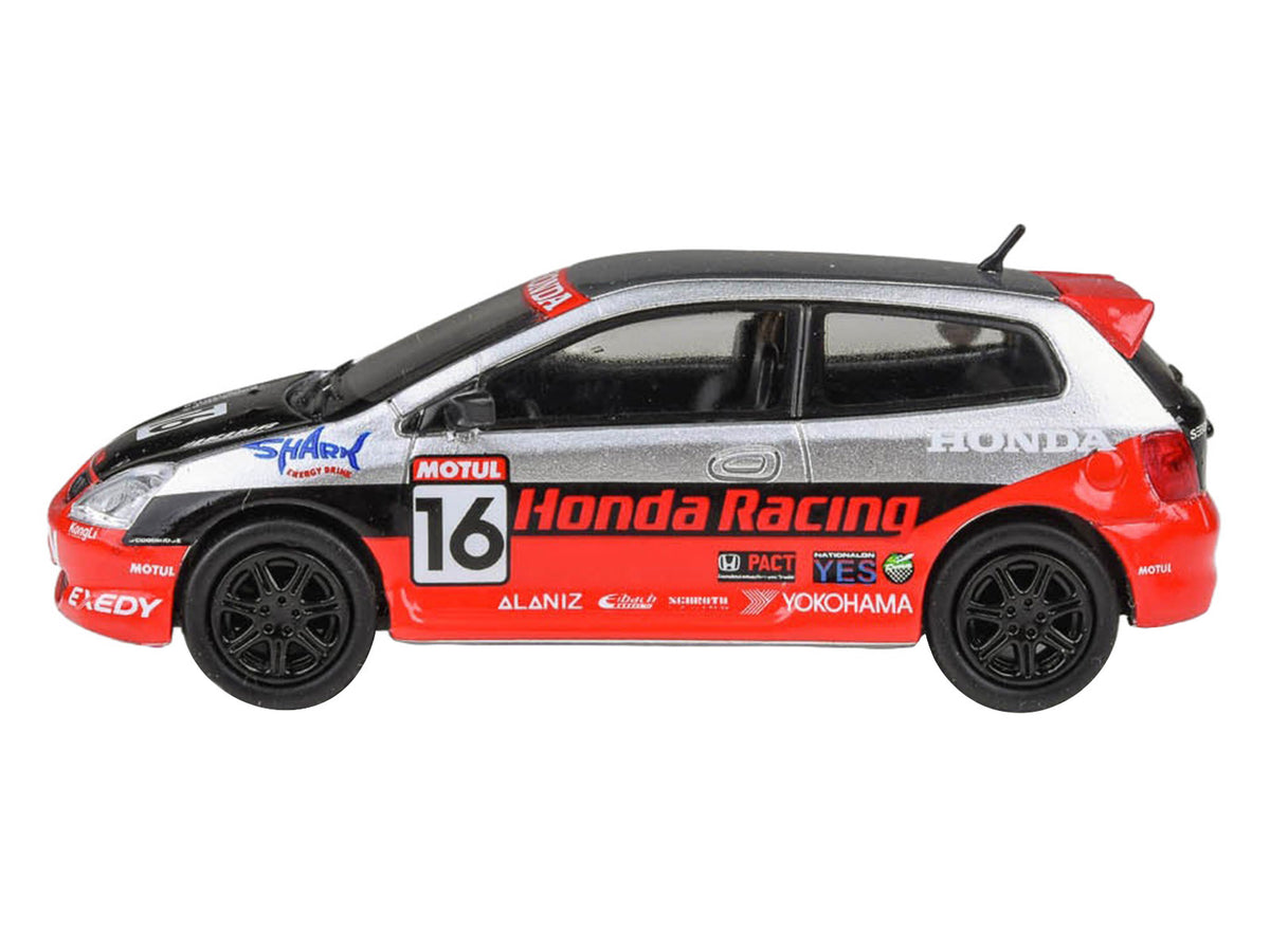 2005 Honda Civic #16 "SEMA RealTime Racing" Silver Metallic and Red with Black Graphics 1/64 Diecast Model Car by Paragon Models - image 3