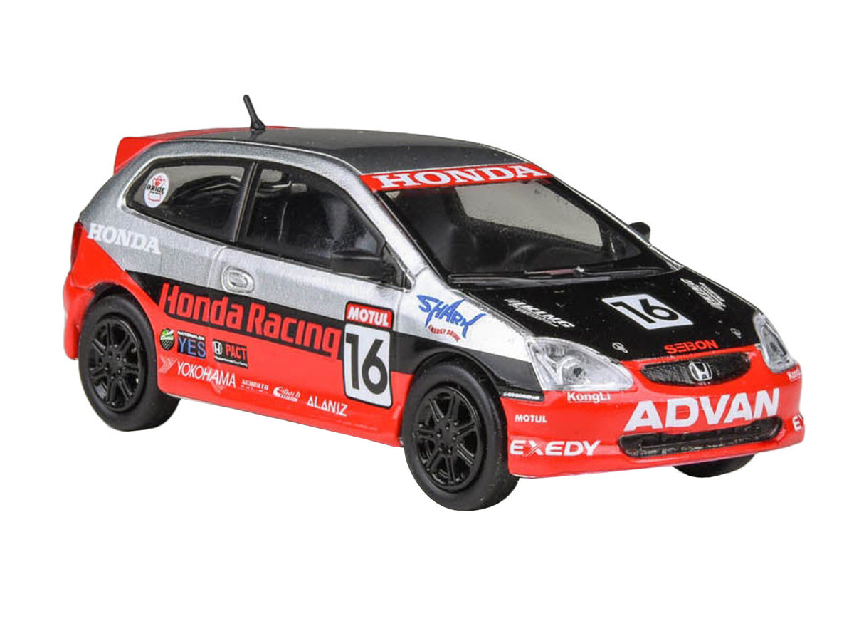 2005 Honda Civic #16 "SEMA RealTime Racing" Silver Metallic and Red with Black Graphics 1/64 Diecast Model Car by Paragon Models - image 5