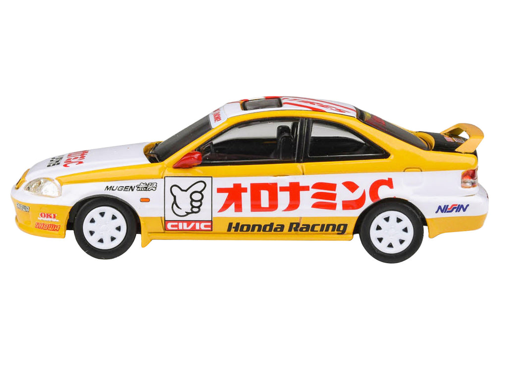 1999 Honda Civic EM1 RHD (Right Hand Drive) "Oyatsu Racing" White and Yellow with Graphics 1/64 Diecast Model Car by Paragon Models