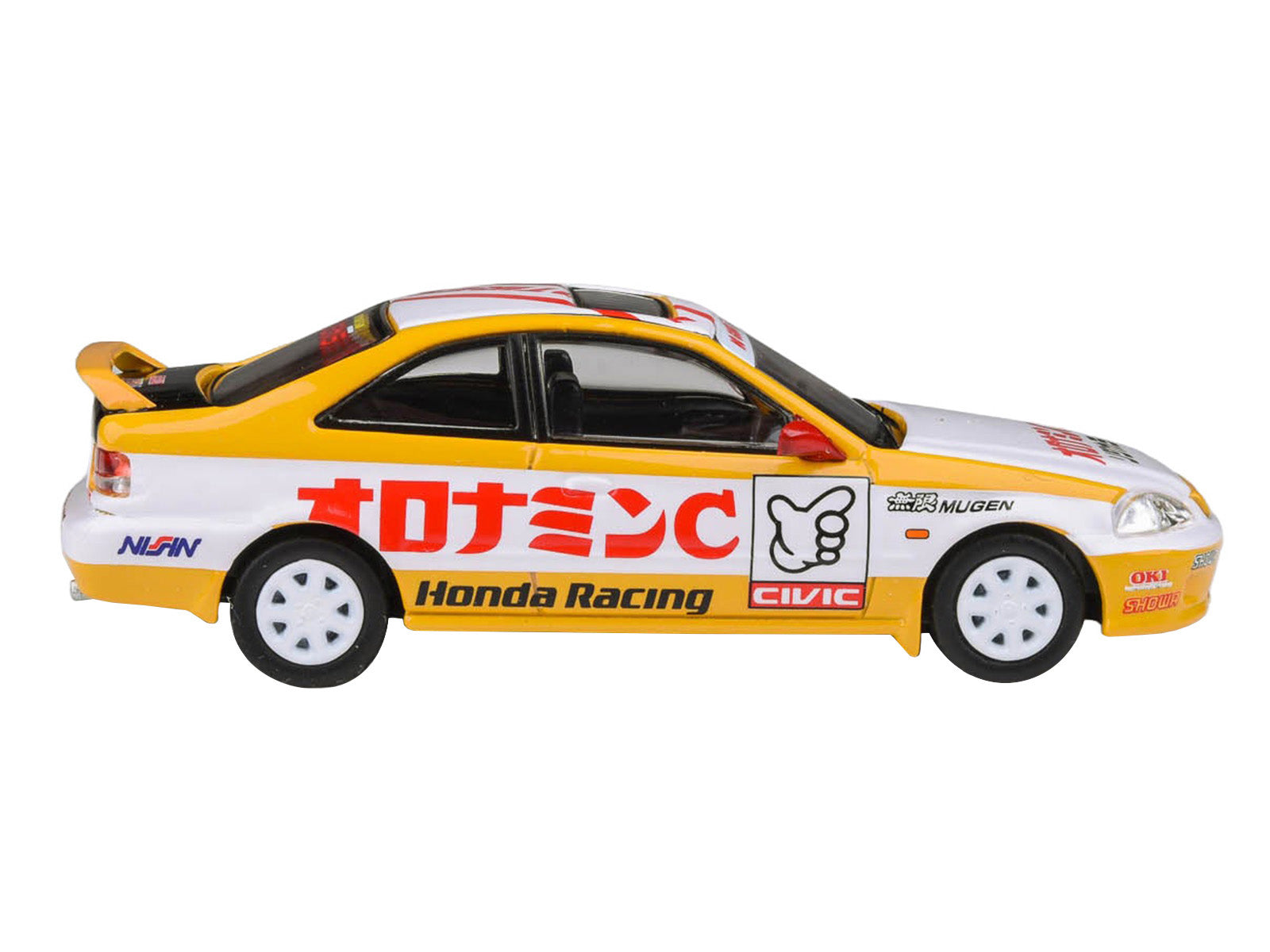 1999 Honda Civic EM1 RHD (Right Hand Drive) "Oyatsu Racing" White and Yellow with Graphics 1/64 Diecast Model Car by Paragon Models