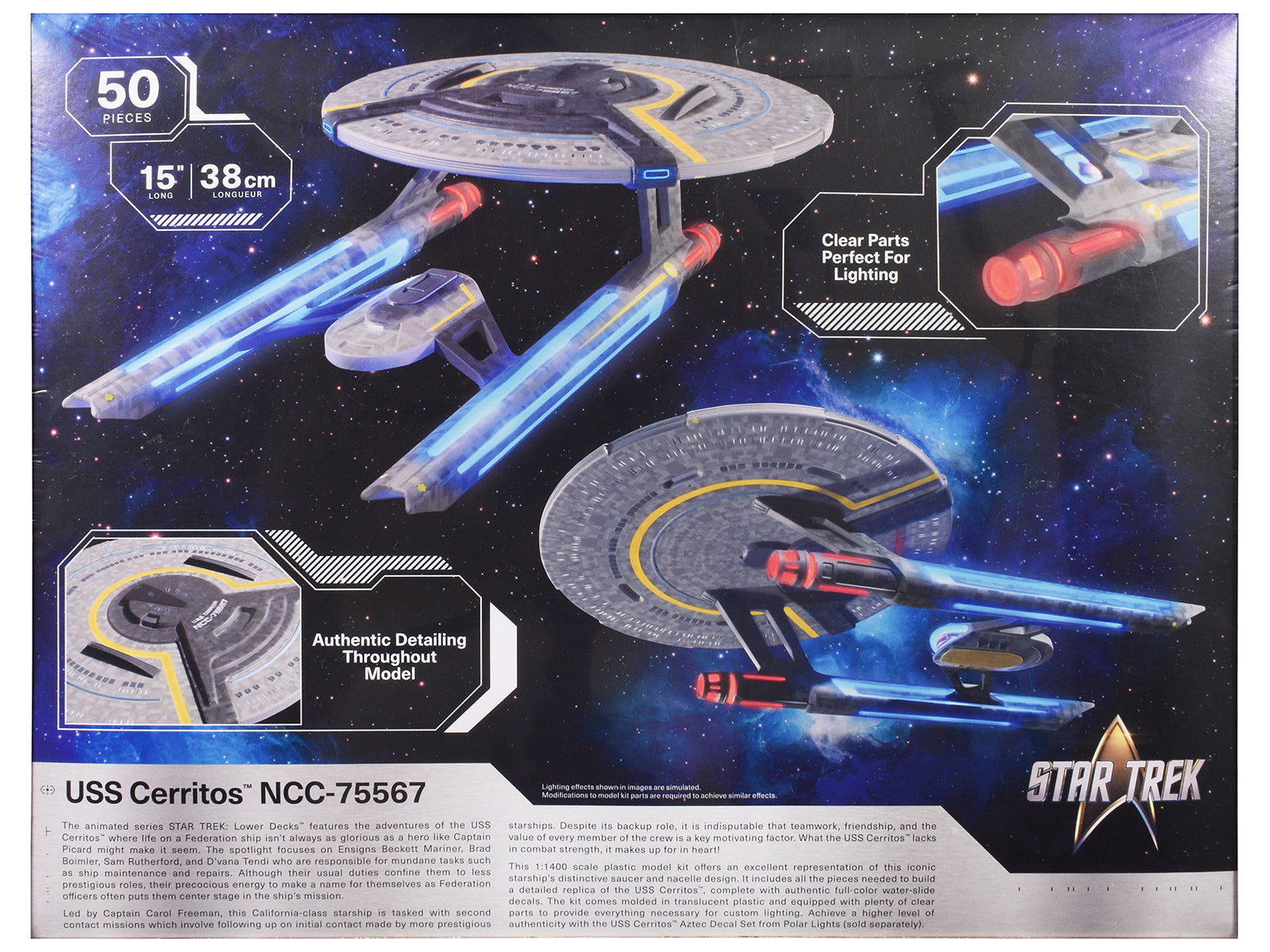 Skill 2 Model Kit USS Cerritos NCC-75567 Spacecraft "Star Trek: Lower Decks" (2020-2024) TV Series 1/1400 Scale Model by Polar Lights - image 4