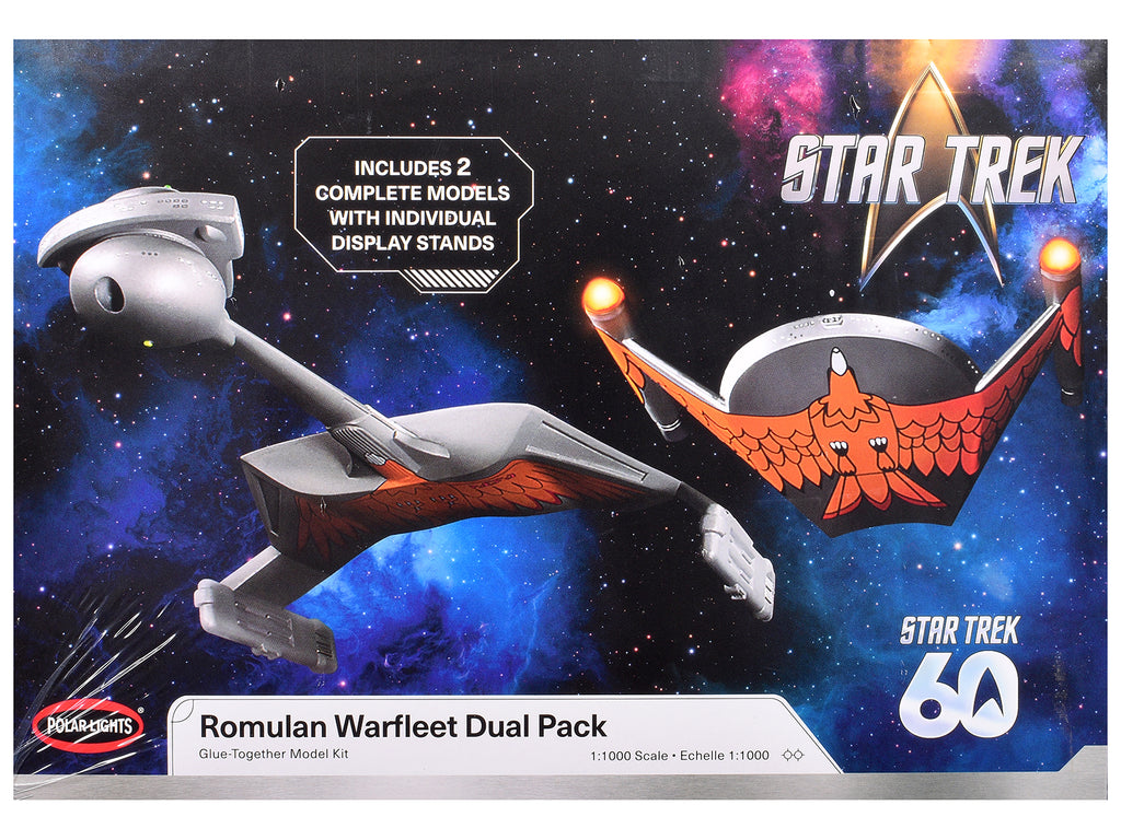 Skill 2 Model Kit Romulan Warfleet Dual Pack "Star Trek: The Original Series" (1966-1969) TV Series 1/1000 Scale Model by Polar Lights
