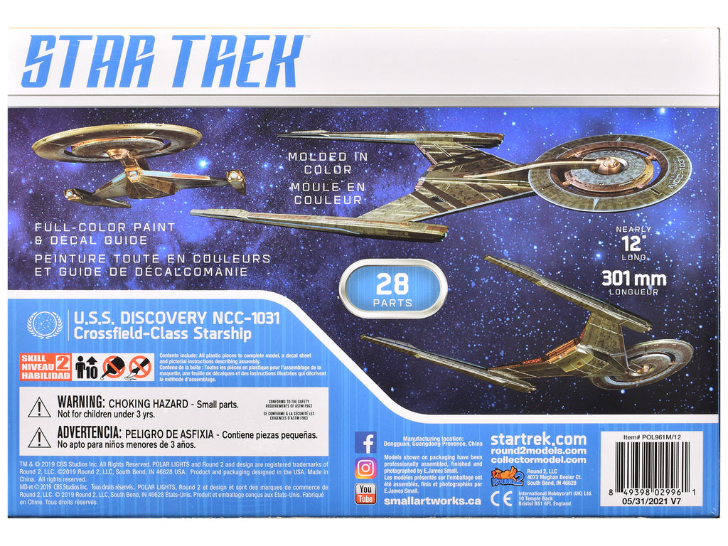 Skill 2 Snap Model Kit U.S.S. Discovery NCC-1031 Spacecraft "Star Trek: Discovery" (2017-2024) TV Series 1/2500 Scale Model by Polar Lights - image 4