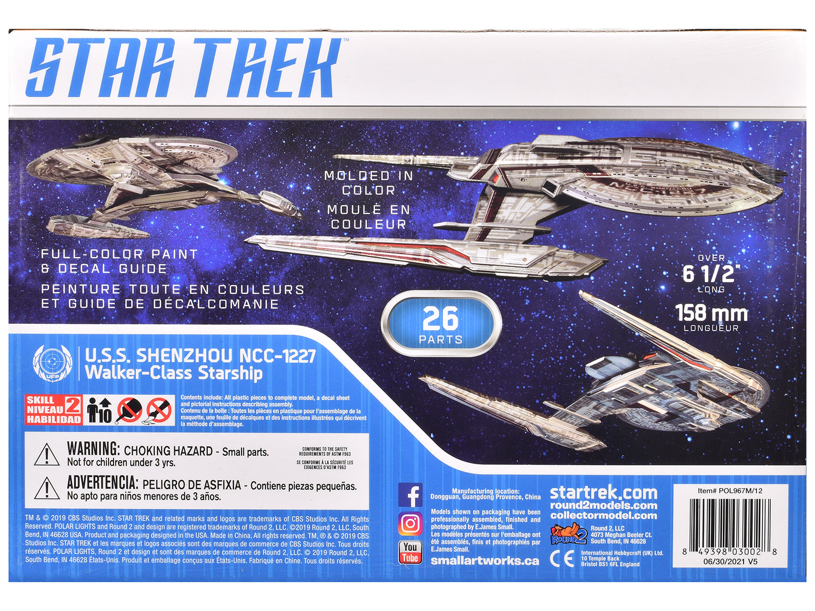 Skill 2 Snap Model Kit U.S.S. Shenzhou NCC-1227 Spacecraft "Star Trek: Discovery" (2017-2024) TV Series 1/2500 Scale Model by Polar Lights - image 4