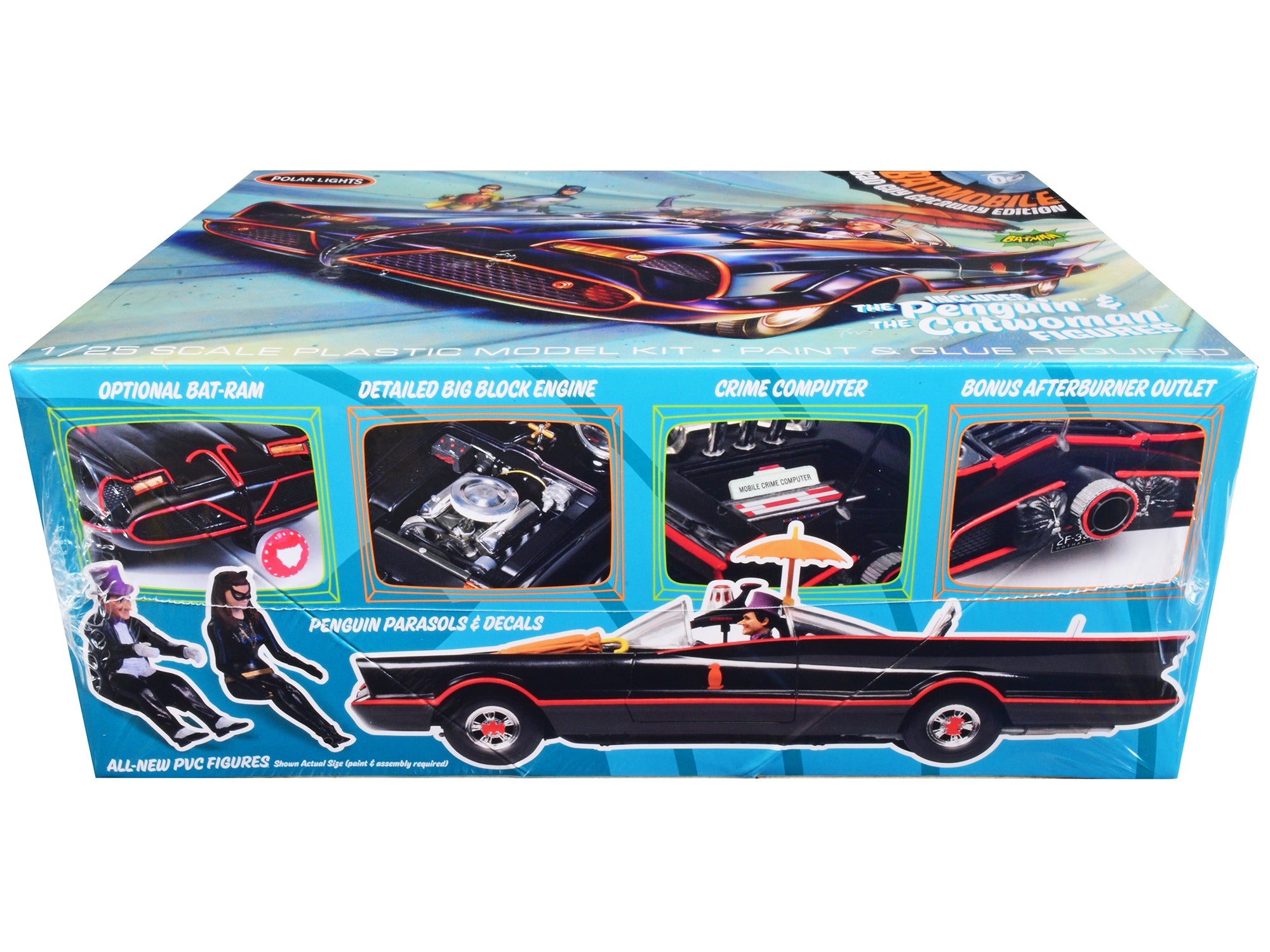 Skill 2 Model Kit 1966 Batmobile "Bad Guy Getaway Edition" with Penguin and Catwoman Figures "Batman" (1966-1968) TV Series 1/25 Scale Model by Polar Lights - image 3