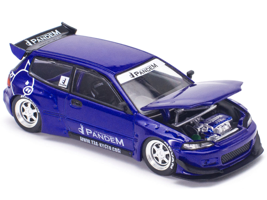 Pandem Civic EG6 RHD (Right Hand Drive) Blue Metallic "Enigma Exclusive Edition" 1/64 Diecast Model Car by Pop Race - image 4