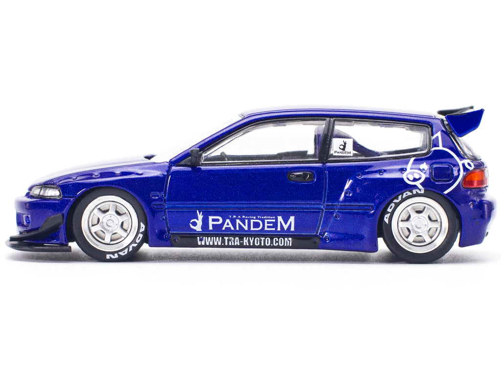Pandem Civic EG6 RHD (Right Hand Drive) Blue Metallic "Enigma Exclusive Edition" 1/64 Diecast Model Car by Pop Race - image 2