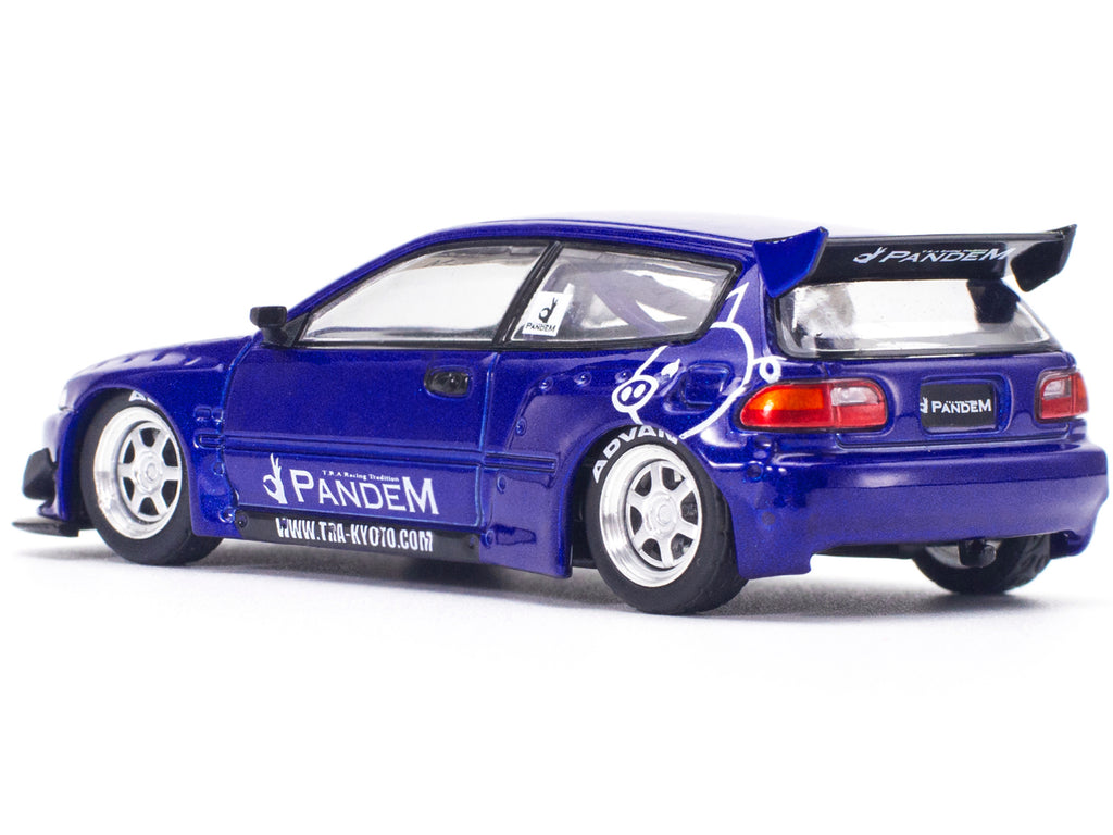 Pandem Civic EG6 RHD (Right Hand Drive) Blue Metallic "Enigma Exclusive Edition" 1/64 Diecast Model Car by Pop Race - image 3