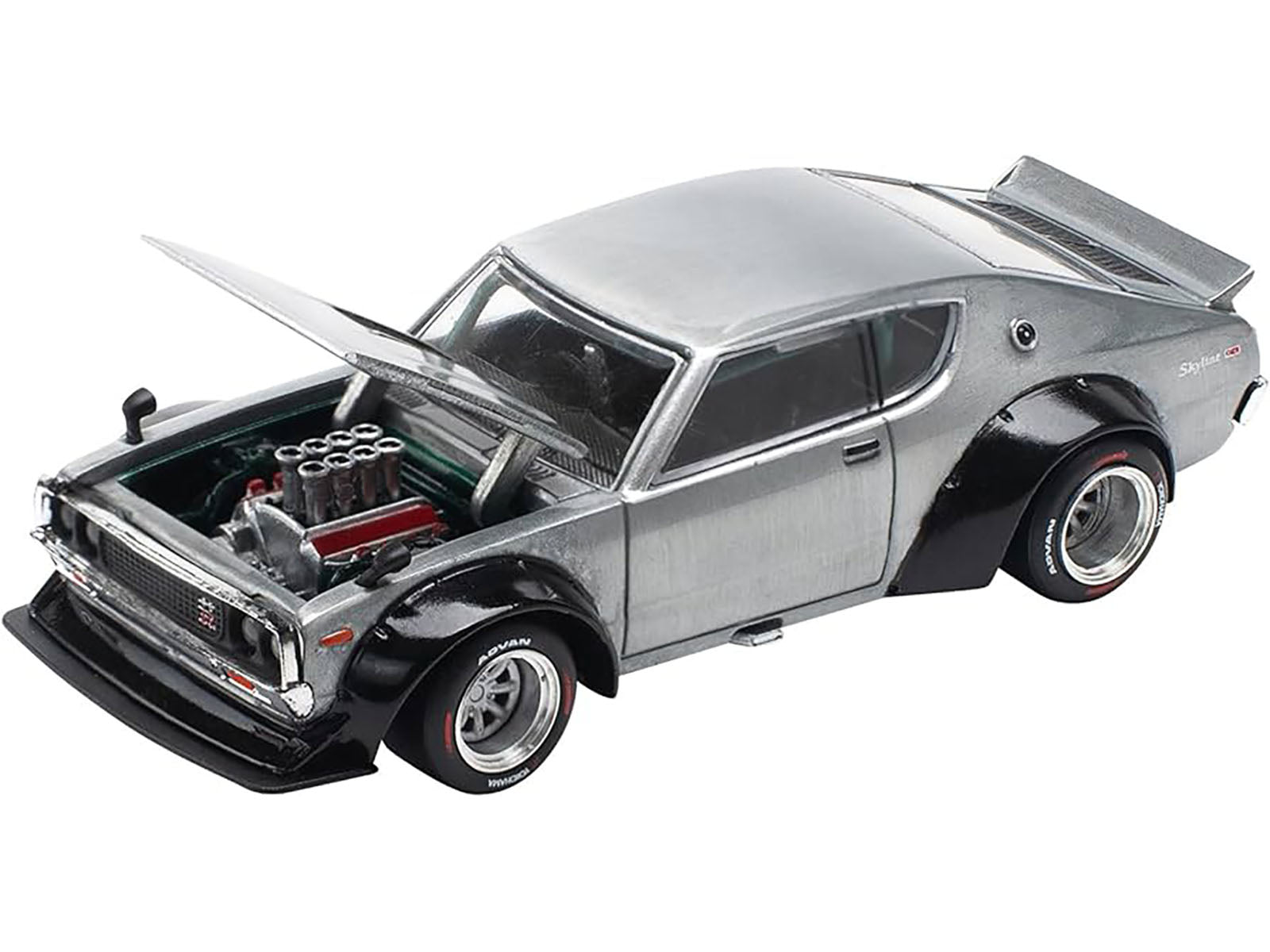 Skyline KPGC110 "Kenmeri" RHD (Right Hand Drive) Raw Metal "Enigma Exclusive Edition" 1/64 Diecast Model Car by Pop Race - image 2