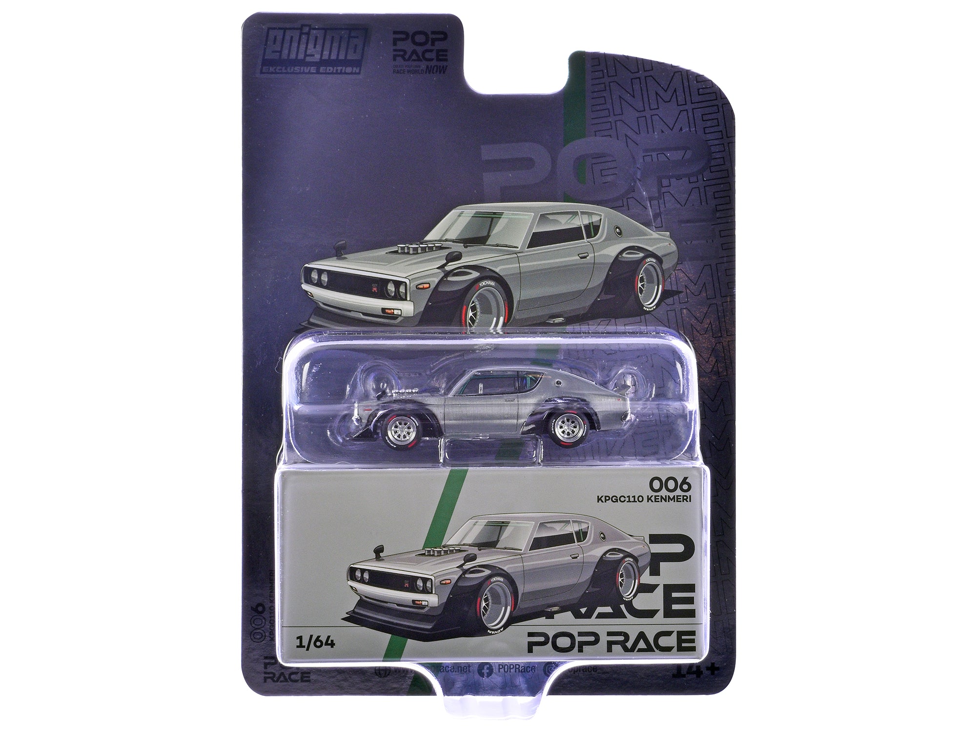 Skyline KPGC110 "Kenmeri" RHD (Right Hand Drive) Raw Metal "Enigma Exclusive Edition" 1/64 Diecast Model Car by Pop Race - image 3