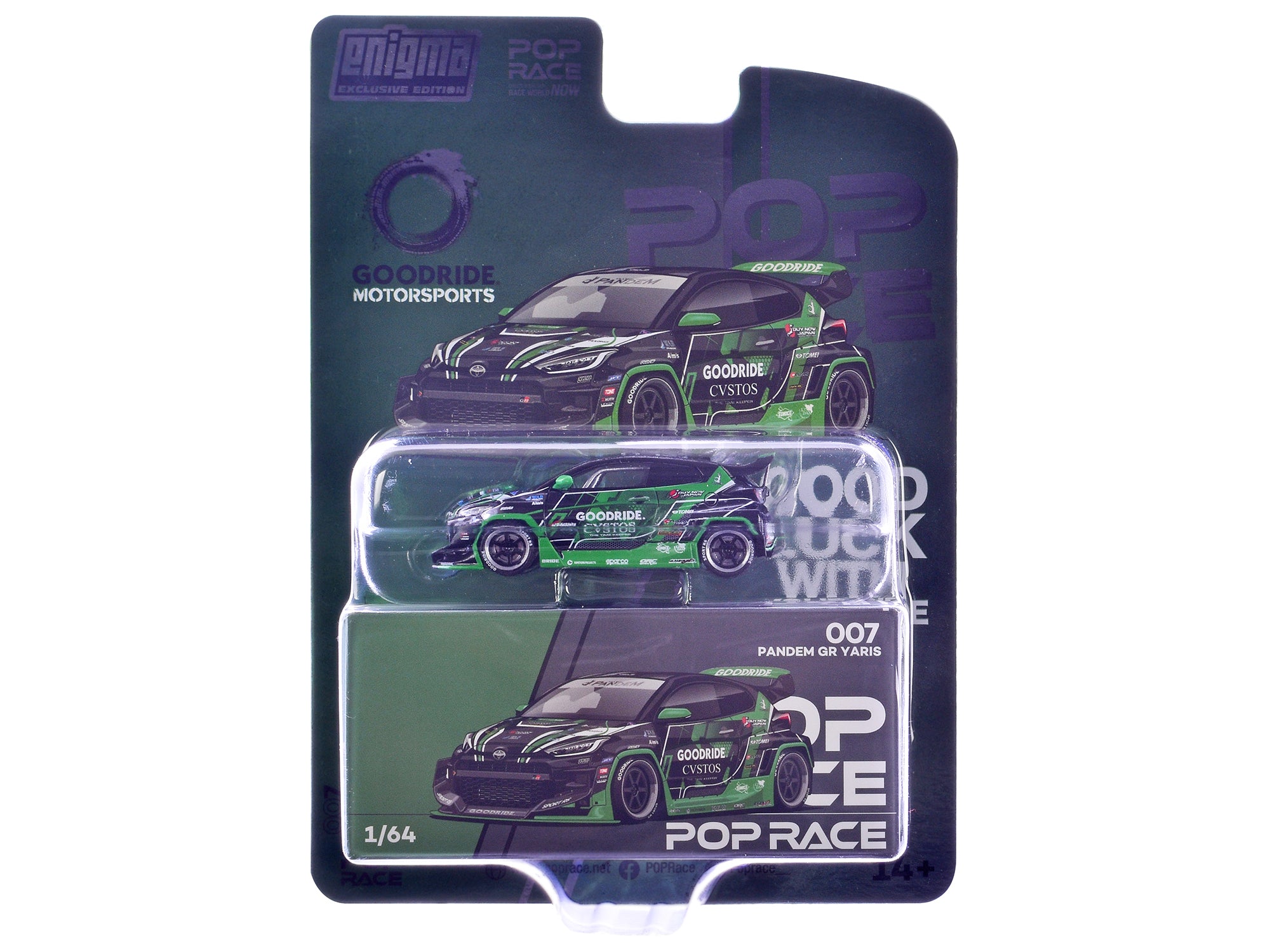 Pandem GR Yaris RHD (Right Hand Drive) "Goodride Motorsports" Green and Black with Graphics "Enigma Exclusive Edition" 1/64 Diecast Model Car by Pop Race - image 3