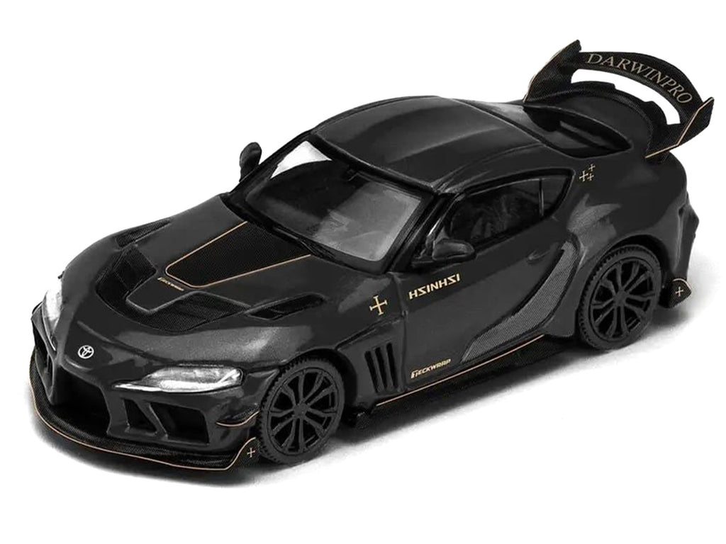 Toyota Supra DarwinPro Black with Gold Accents "Enigma Exclusive Edition" 1/64 Diecast Model Car by Pop Race - image 2