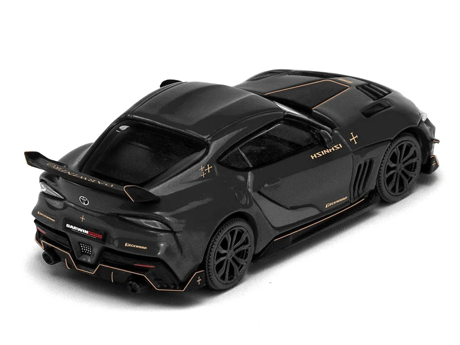 Toyota Supra DarwinPro Black with Gold Accents "Enigma Exclusive Edition" 1/64 Diecast Model Car by Pop Race - image 3