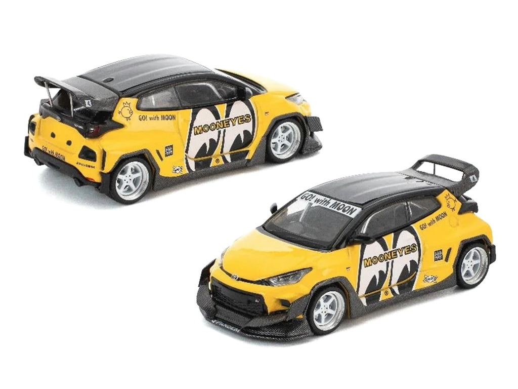 Pandem GR Yaris RHD (Right Hand Drive) "MoonEyes" Yellow with Black Top and Graphics "Enigma Exclusive Edition" 1/64 Die Cast Model Car by Pop Race - image 4