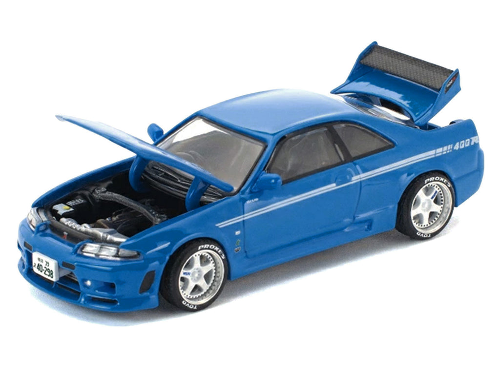 GT-R R33 400R RHD (Right Hand Drive) Champion Blue with White Stripes "Enigma Exclusive Edition" 1/64 Die Cast Model Car by Pop Race - image 2