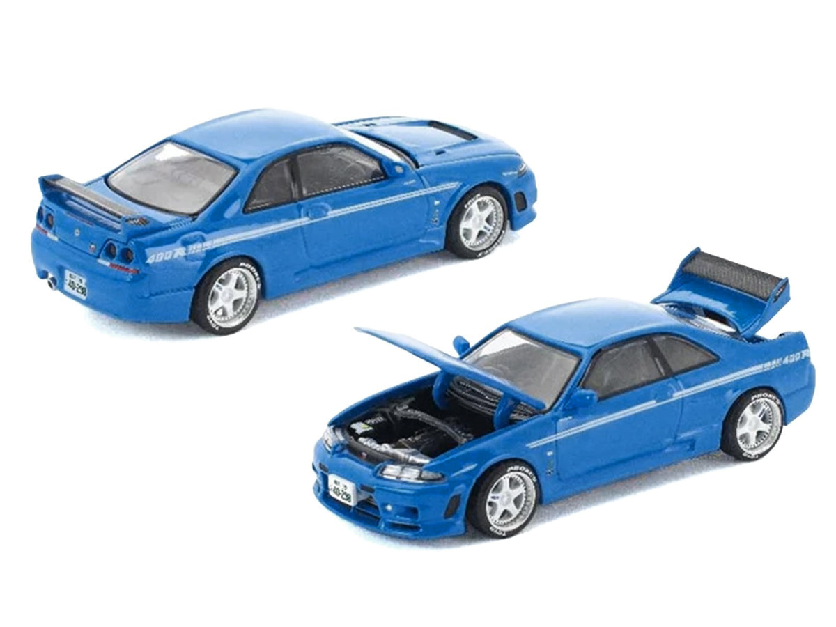 GT-R R33 400R RHD (Right Hand Drive) Champion Blue with White Stripes "Enigma Exclusive Edition" 1/64 Die Cast Model Car by Pop Race - image 4