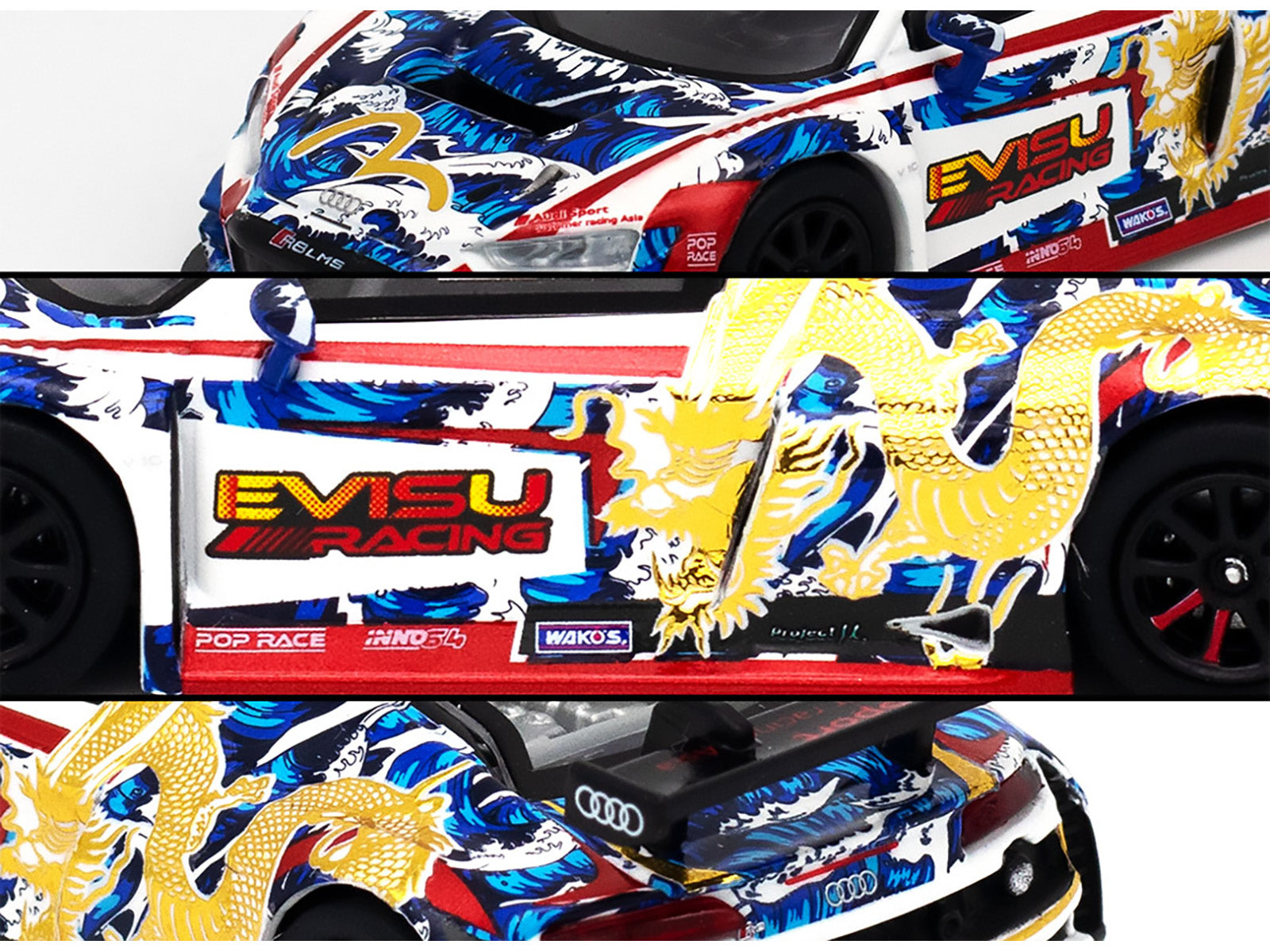 Audi R8 LMS "Evisu Racing X Works" White with Graphics 1/64 Diecast Model Car by Pop Race - image 3