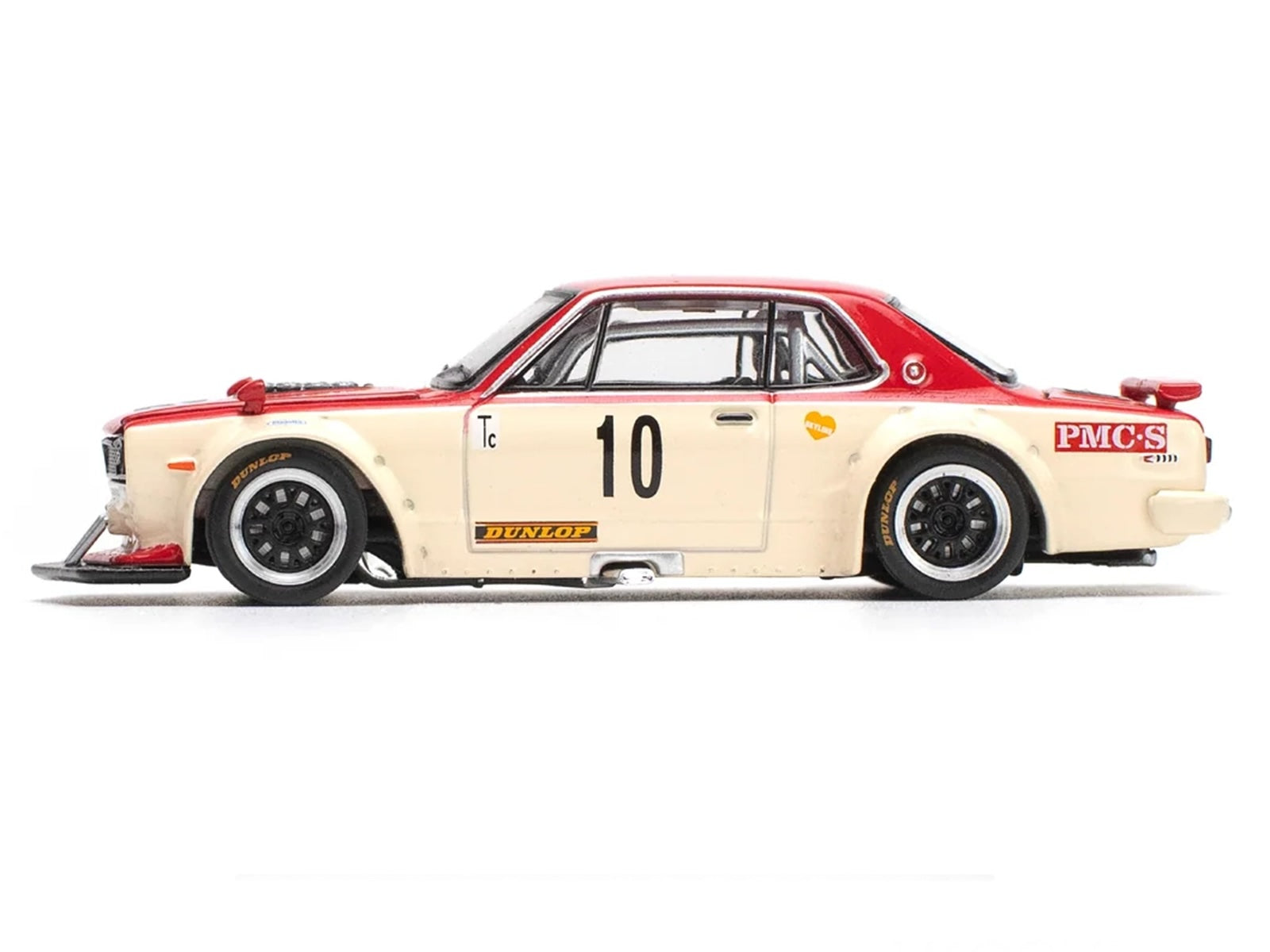 Skyline GT-R V8 Drift "Hakosuka" RHD (Right Hand Drive) #10 "Watanabe" Red and Cream 1/64 Diecast Model Car by Pop Race - image 3