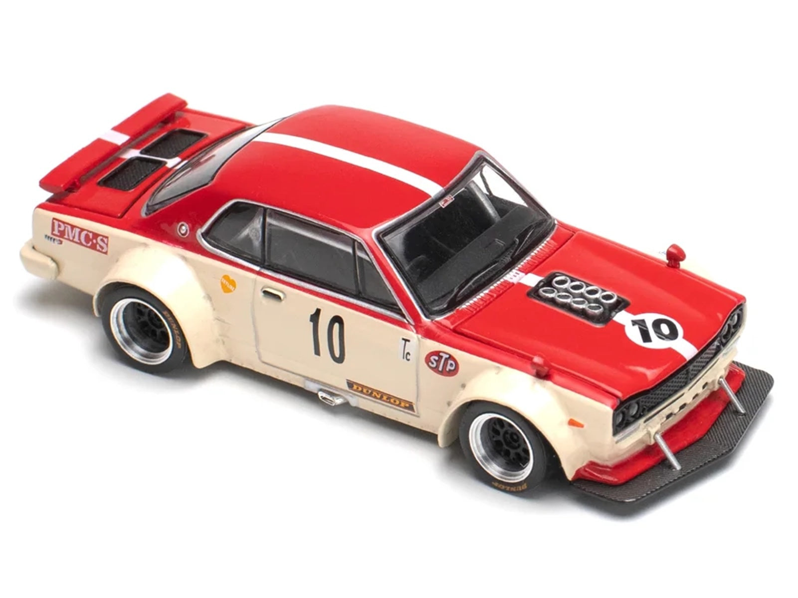 Skyline GT-R V8 Drift "Hakosuka" RHD (Right Hand Drive) #10 "Watanabe" Red and Cream 1/64 Diecast Model Car by Pop Race - image 5