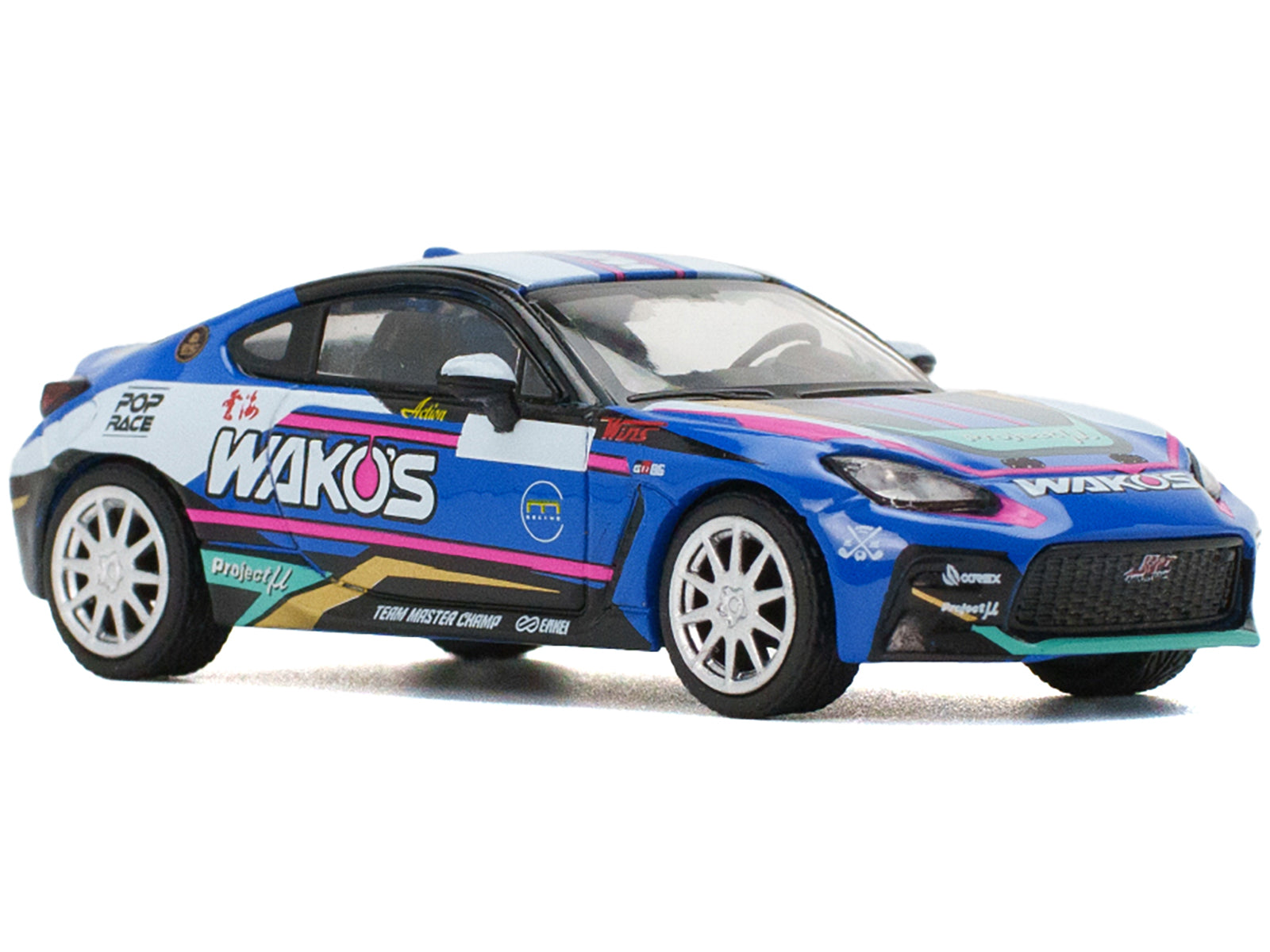 Toyota GR86 "Wako's" Blue with Graphics 1/64 Diecast Model Car by Pop Race - image 2