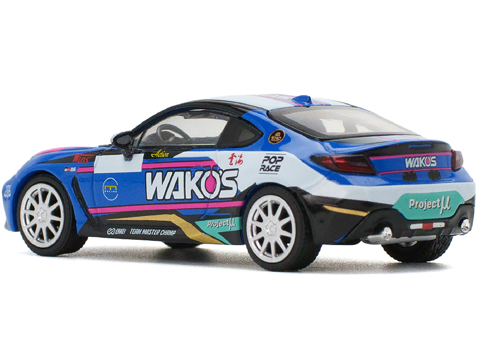 Toyota GR86 "Wako's" Blue with Graphics 1/64 Diecast Model Car by Pop Race - image 3