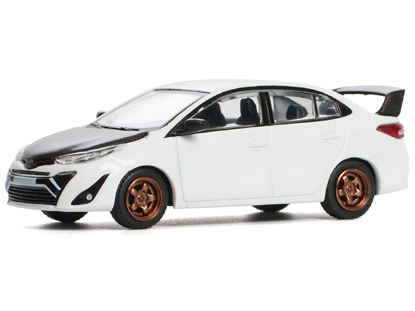 Toyota GR Vios White with Carbon Hood 1/64 Diecast Model Car by Pop Race - image 2
