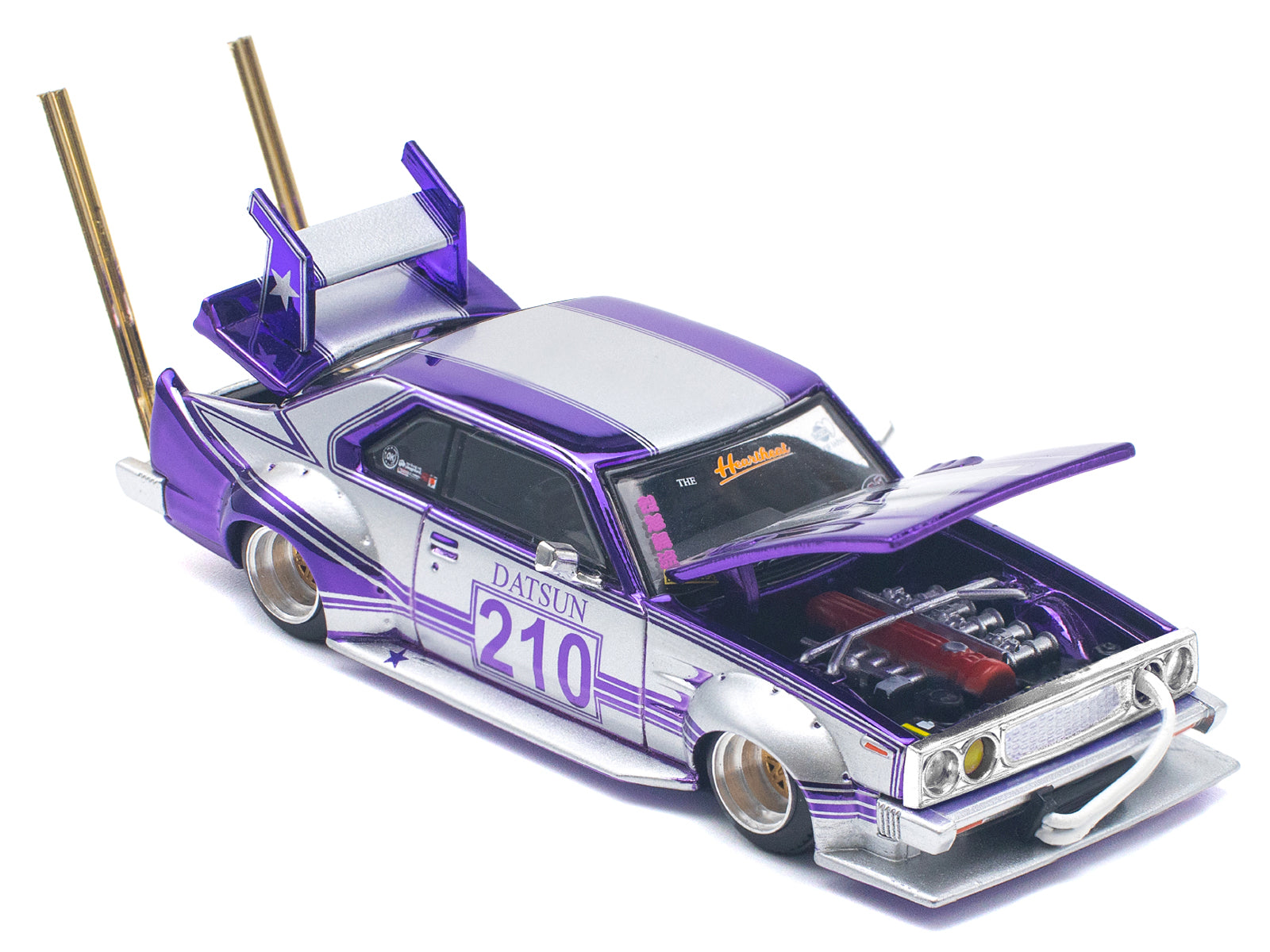Skyline C210 Kaido Racer "Bosozoku Style" RHD (Right Hand Drive) #210 Purple and Silver 1/64 Diecast Model Car by Pop Race - image 2