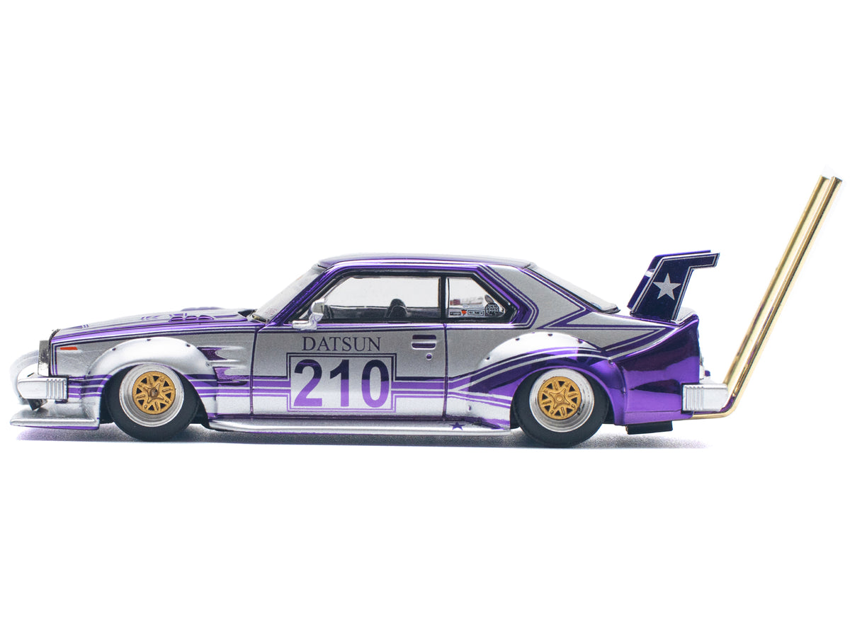 Skyline C210 Kaido Racer "Bosozoku Style" RHD (Right Hand Drive) #210 Purple and Silver 1/64 Diecast Model Car by Pop Race - image 3