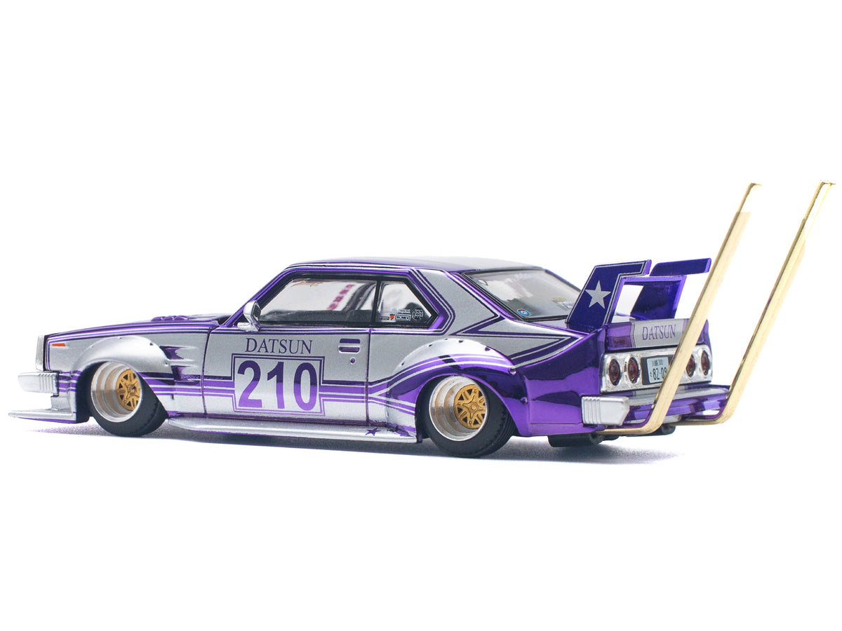 Skyline C210 Kaido Racer "Bosozoku Style" RHD (Right Hand Drive) #210 Purple and Silver 1/64 Diecast Model Car by Pop Race - image 4