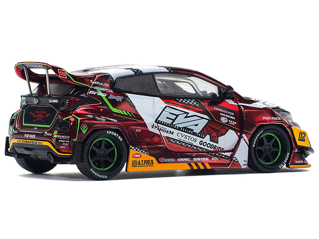 Toyota Goodride GR Yaris RHD (Right Hand Drive) "EVA RT Production Model-02" Red Metallic with Graphics 1/64 Diecast Model Car by Pop Race - image 3