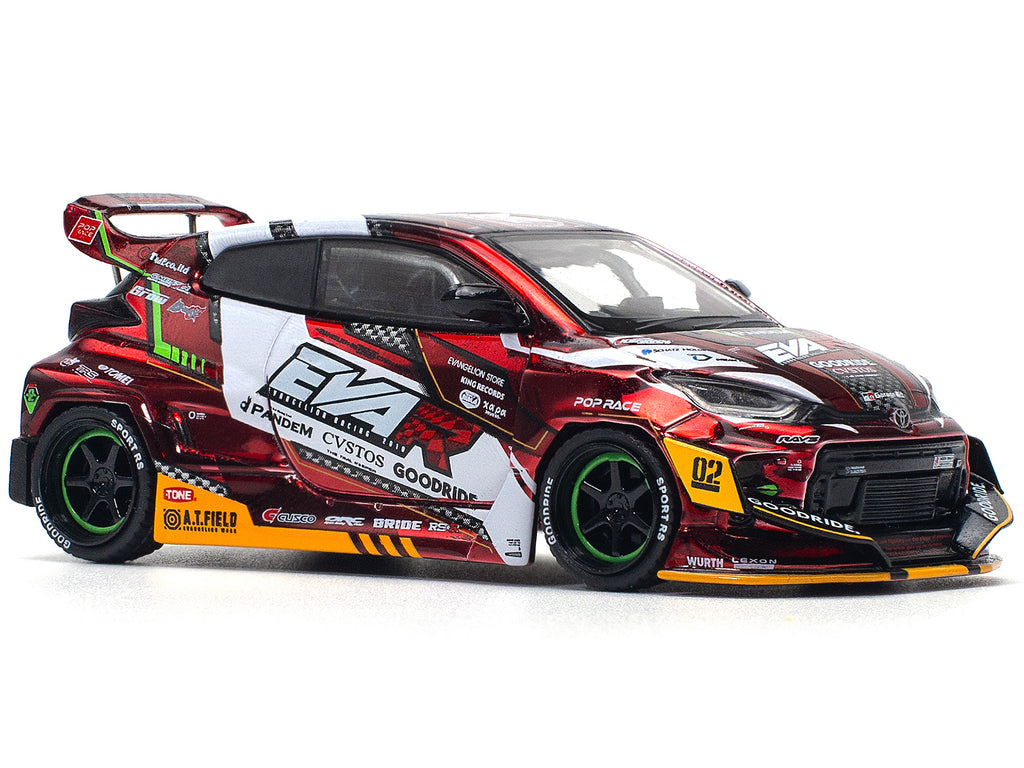 Toyota Goodride GR Yaris RHD (Right Hand Drive) "EVA RT Production Model-02" Red Metallic with Graphics 1/64 Diecast Model Car by Pop Race - image 4