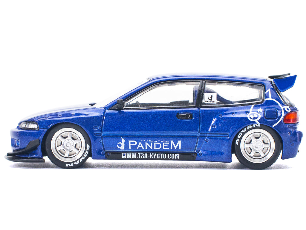 Pandem Civic EG6 RHD (Right Hand Drive) Blue Metallic 1/64 Diecast Model Car by Pop Race - image 2