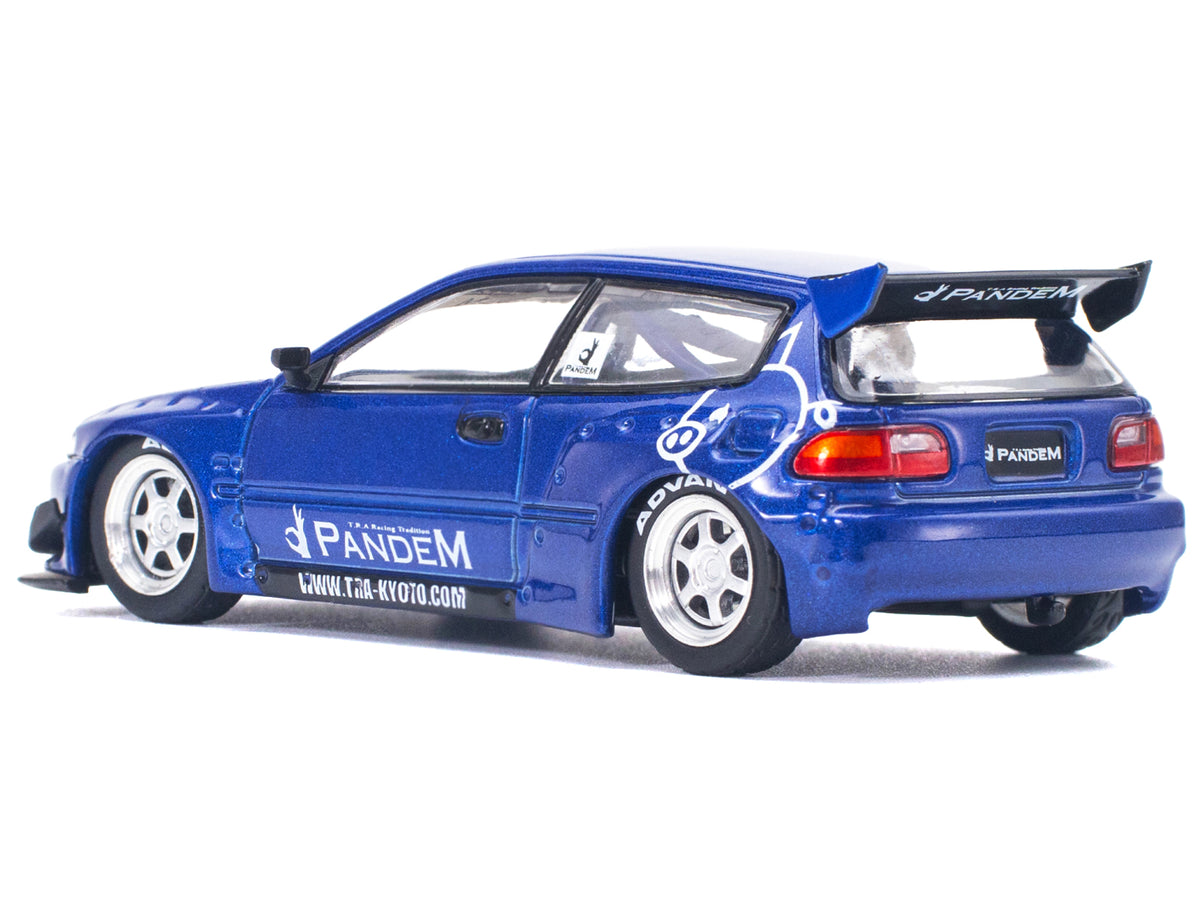 Pandem Civic EG6 RHD (Right Hand Drive) Blue Metallic 1/64 Diecast Model Car by Pop Race - image 4
