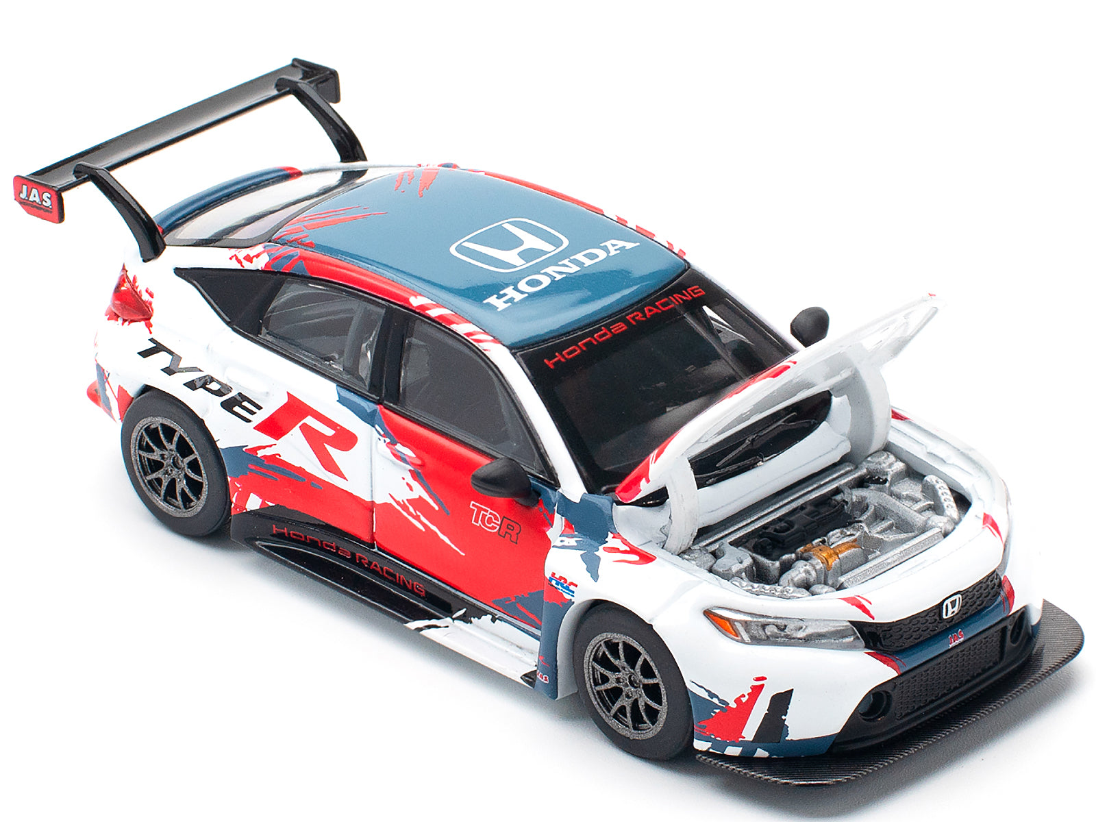 Honda Civic Type R TCR "Presentation" White with Graphics 1/64 Diecast Model Car by Pop Race - image 2