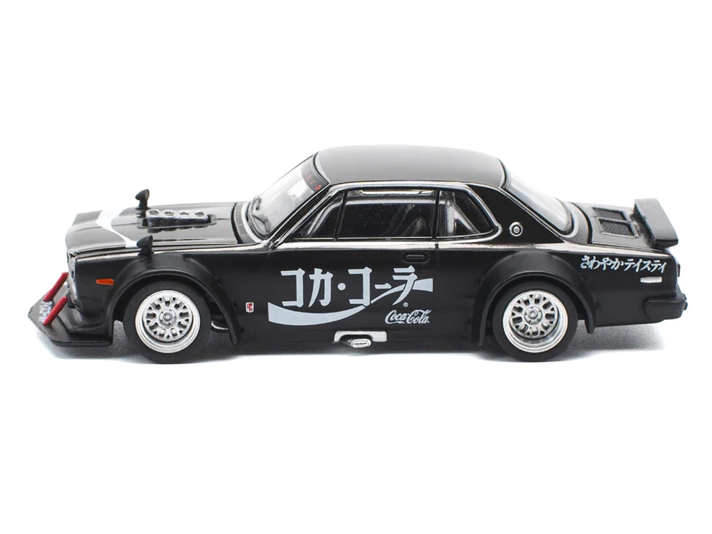 Skyline GT-R V8 Drift "Hakosuka" RHD (Right Hand Drive) "Coca-Cola" Black 1/64 Diecast Model Car by Pop Race - image 3
