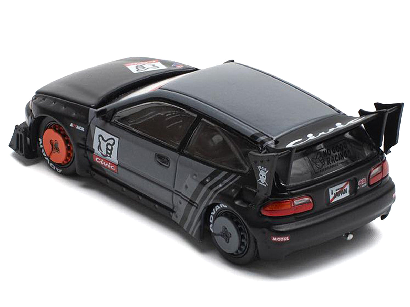 Pandem Civic EG6 RHD (Right Hand Drive) "Kanjozoku" Matt Black and Gray with Graphics 1/64 Diecast Model Car by Pop Race - image 3