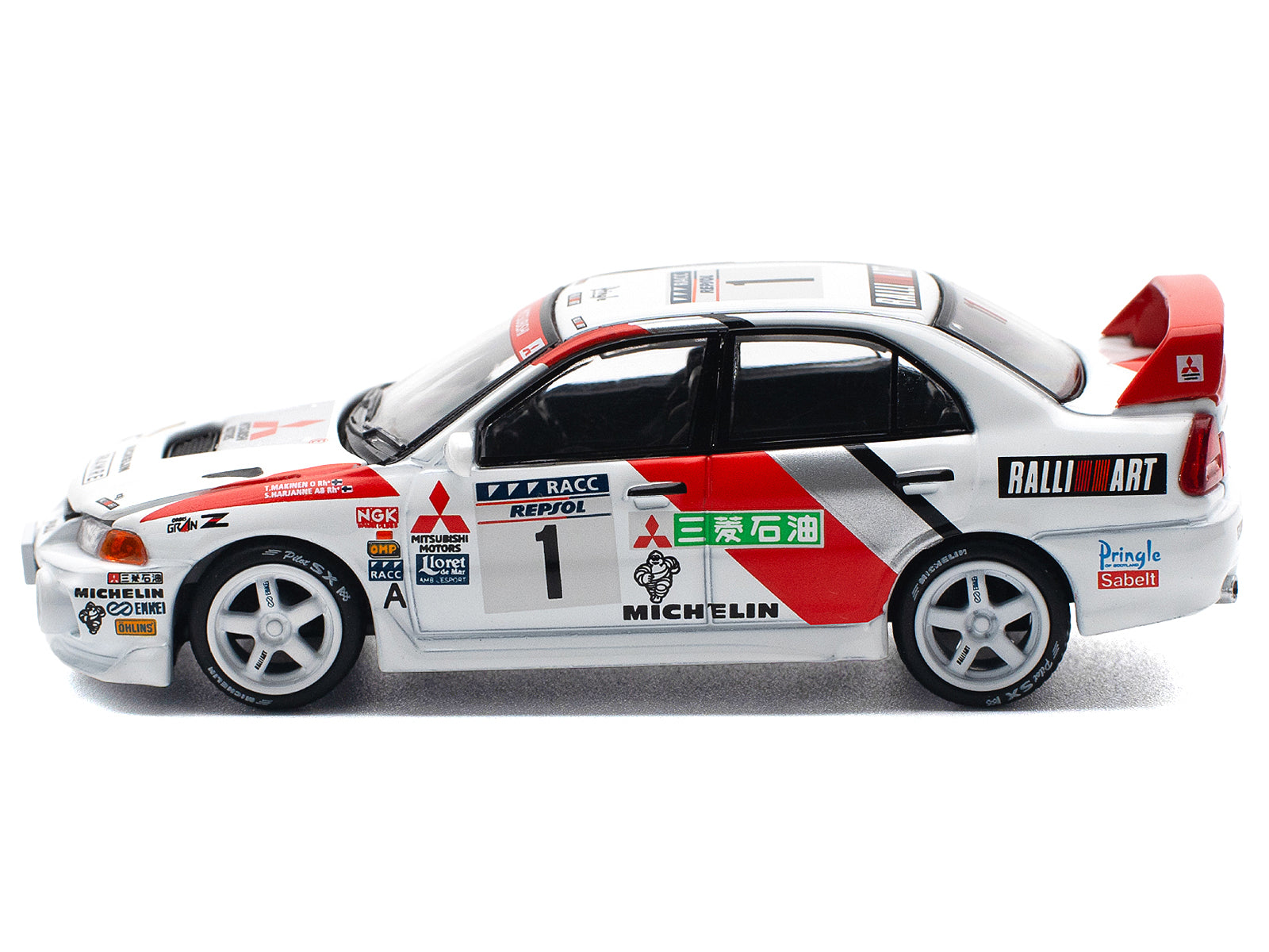 Mitsubishi Lancer Evolution IV RHD (Right Hand Drive) #1 Tommi Makinen - Seppo Harjanne Winner "Rally de Catalunya" (1997) 1/64 Diecast Model Car by Pop Race - image 3