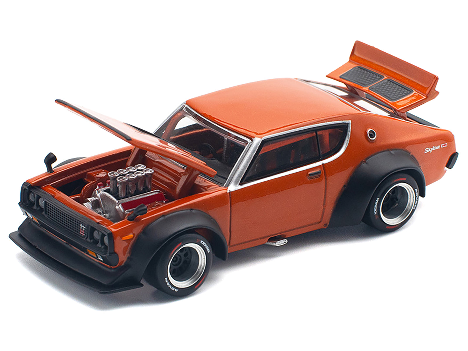 Skyline GT-R V8 Drift "Kenmeri" RHD (Right Hand Drive) Orange Metallic 1/64 Diecast Model Car by Pop Race - image 2