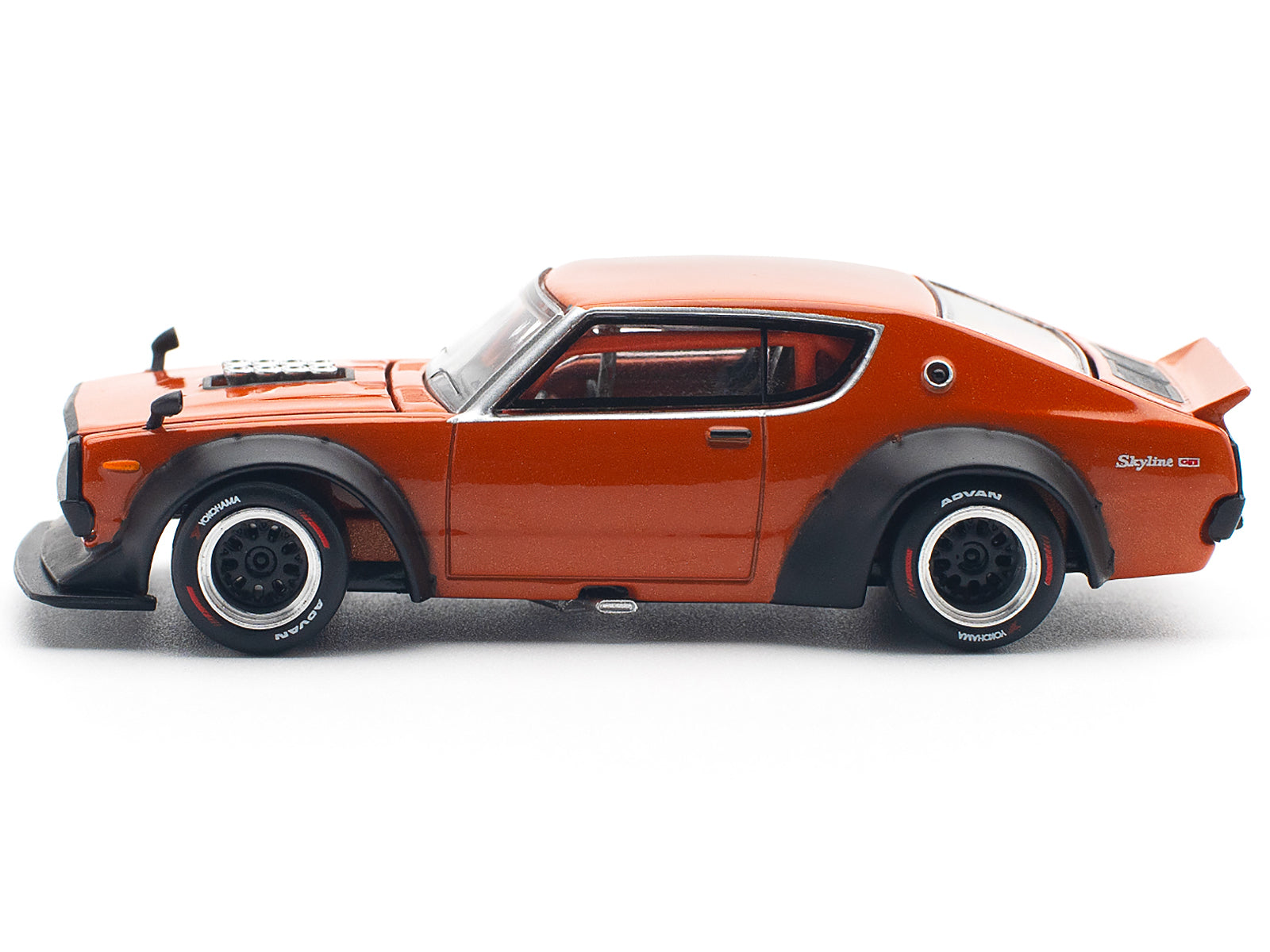 Skyline GT-R V8 Drift "Kenmeri" RHD (Right Hand Drive) Orange Metallic 1/64 Diecast Model Car by Pop Race - image 3