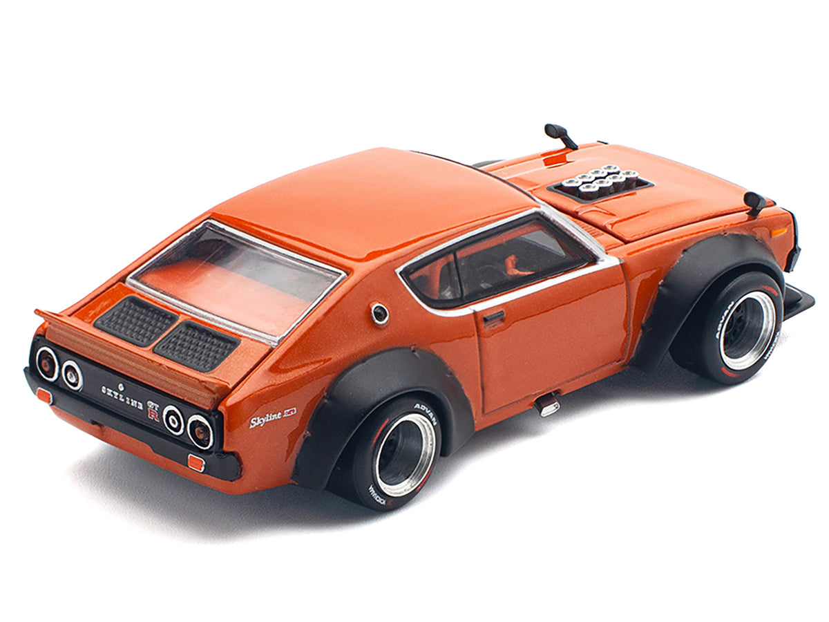 Skyline GT-R V8 Drift "Kenmeri" RHD (Right Hand Drive) Orange Metallic 1/64 Diecast Model Car by Pop Race - image 5