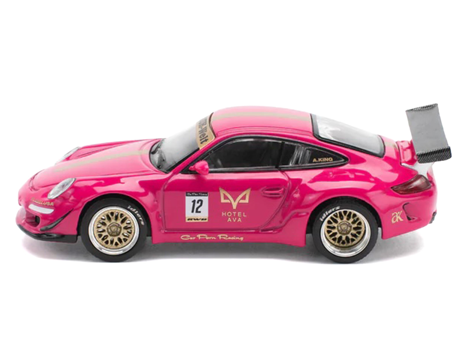 RWB 997 #12 "Hotel Ava" Pink Metallic 1/64 Diecast Model Car by Pop Race - image 2