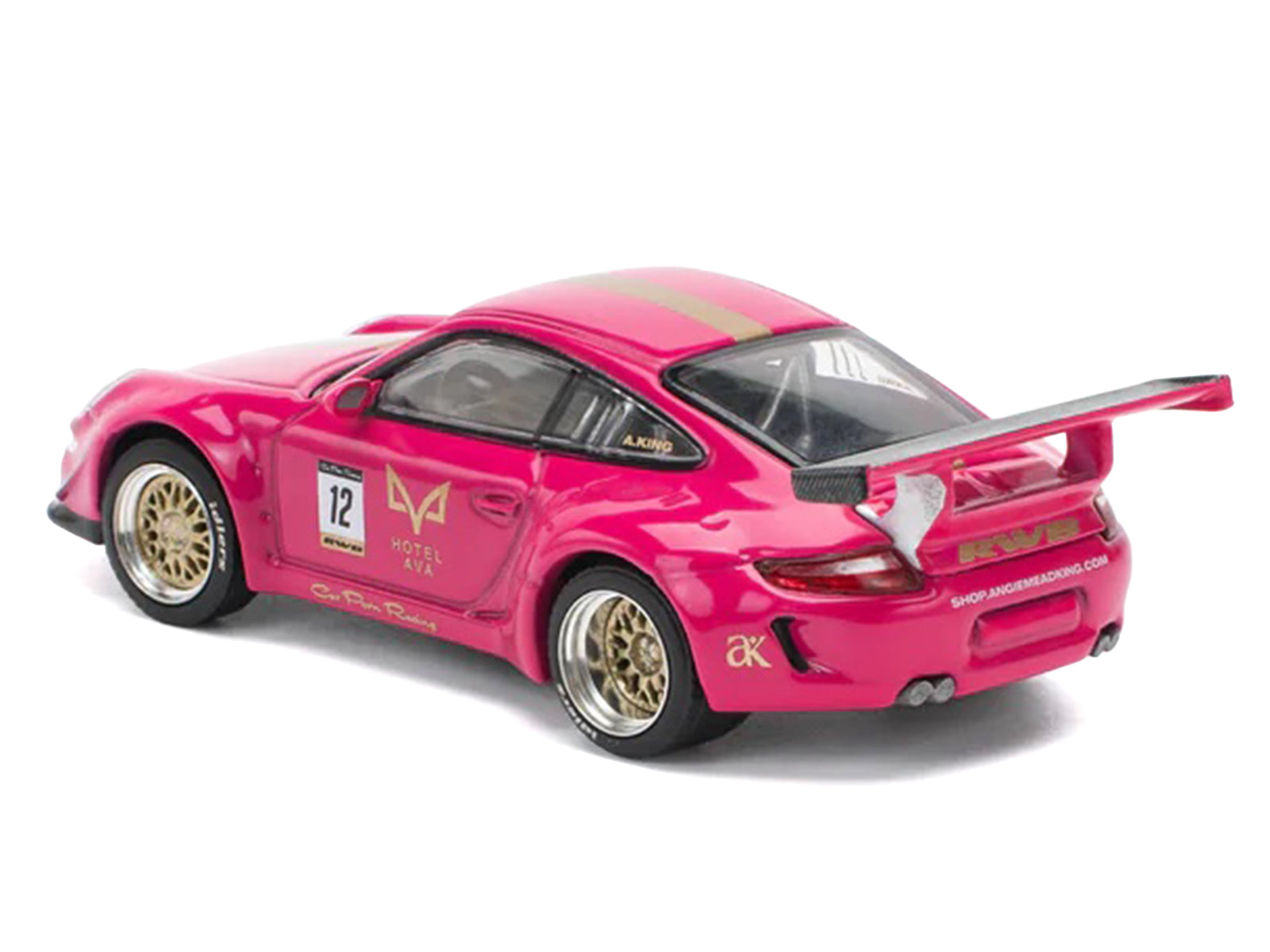 RWB 997 #12 "Hotel Ava" Pink Metallic 1/64 Diecast Model Car by Pop Race - image 3