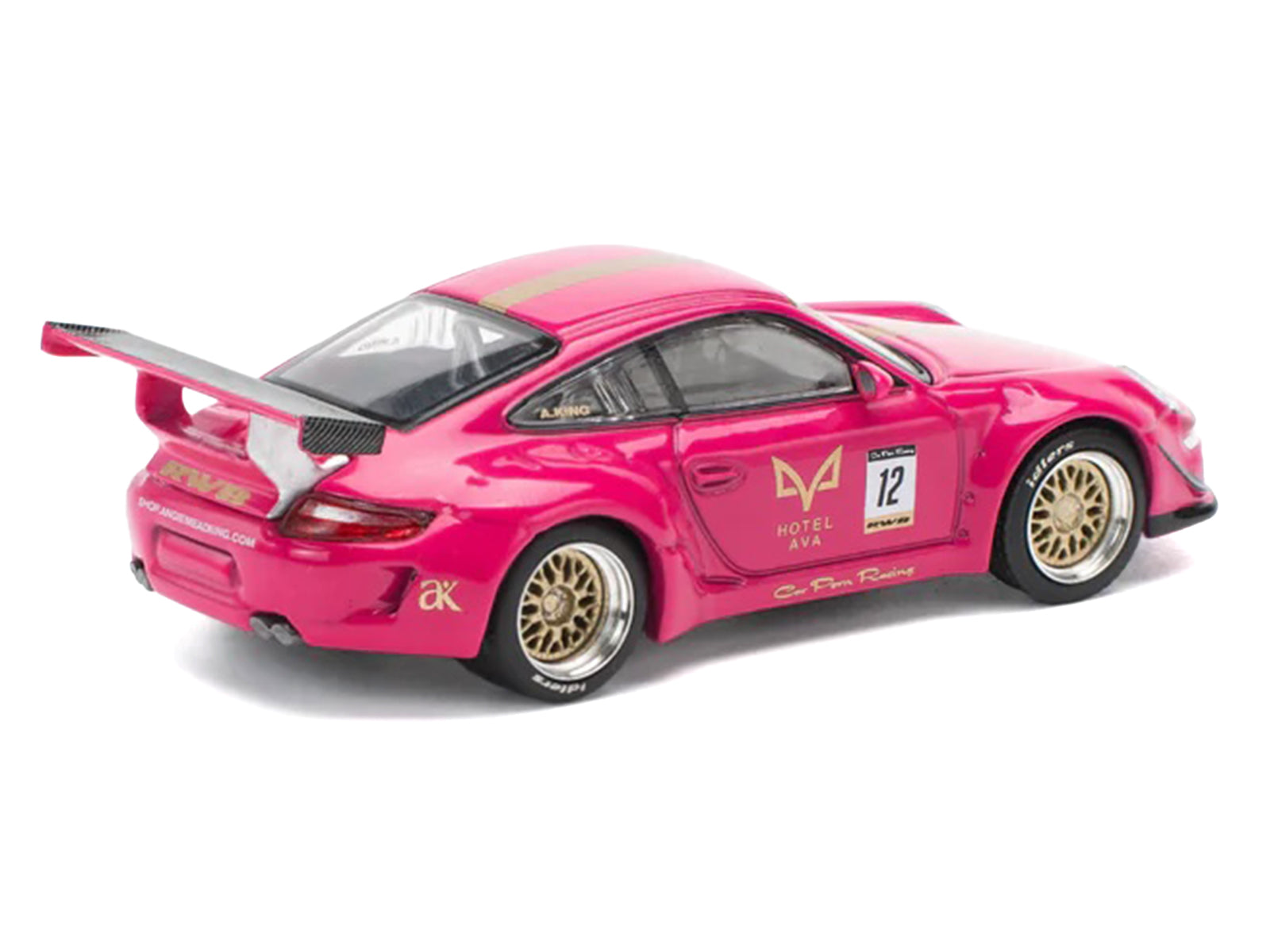 RWB 997 #12 "Hotel Ava" Pink Metallic 1/64 Diecast Model Car by Pop Race - image 4