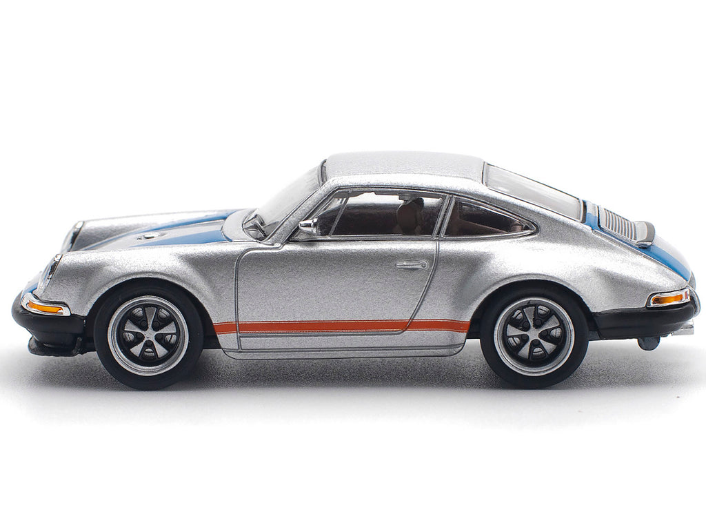 Singer 964 Silver Metallic with Blue and Red Stripes 1/64 Diecast Model Car by Pop Race - image 2